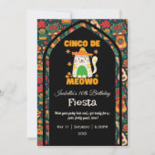Invitation Retro Cinco De Mayo - Cute Cat Anniversaire (Devant)