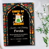 Invitation Retro Cinco De Mayo - Cute Cat Anniversaire