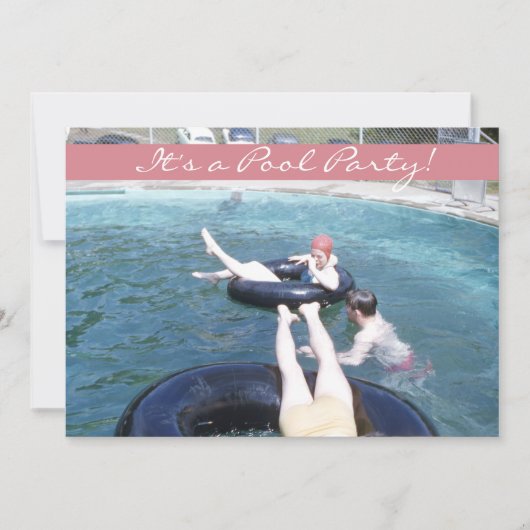 Invitation Retro Cinties Piscine Party Vintage maillot de bai (Devant)