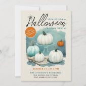 Invitation Rétro citrouilles blanches de décoration d'Hallowe (Devant)