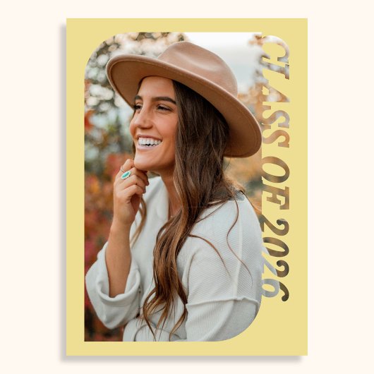 Invitation Retro Class Of 2026 Photo Minimalist Citrus