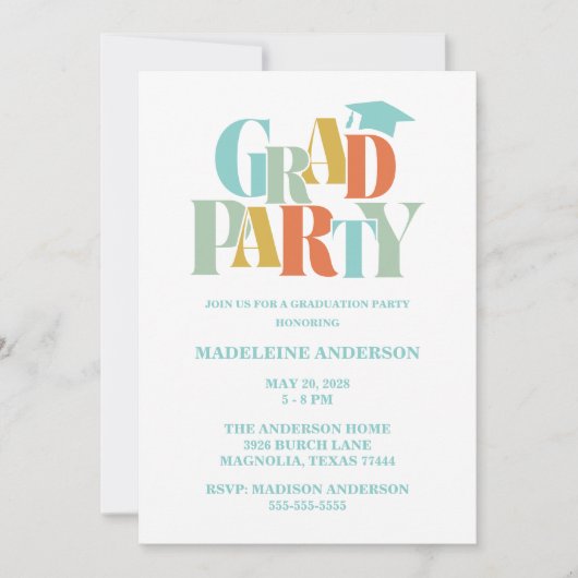 Invitation Retro Class of Congrats Graduation (Devant)