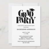 Invitation Retro Class of Congrats Graduation Black  (Devant)