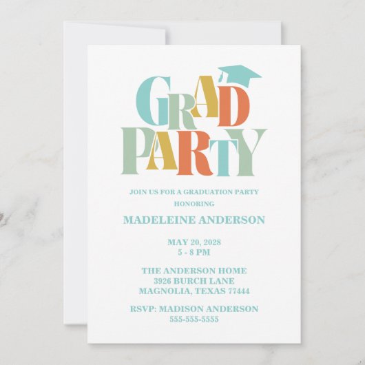 Invitation Retro Class of Congrats Graduation Photo (Devant)