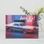 Invitation Retro Classic 70's Car Retirement Party Anniversai (Debout devant)