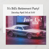 Invitation Retro Classic 70's Car Retirement Party Anniversai (Devant / Derrière)