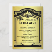 Invitation Retro Classic Black Gold Art Déco Retraite Party (Devant)