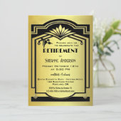 Invitation Retro Classic Black Gold Art Déco Retraite Party (Debout devant)