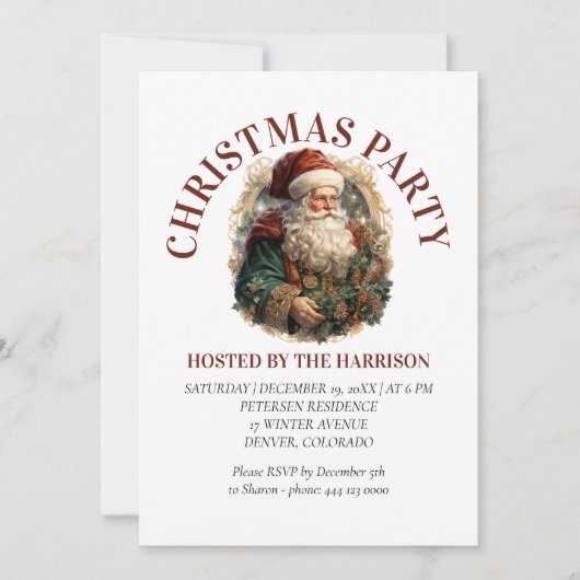 Invitation Retro classique Vintage Père Noël (Devant)