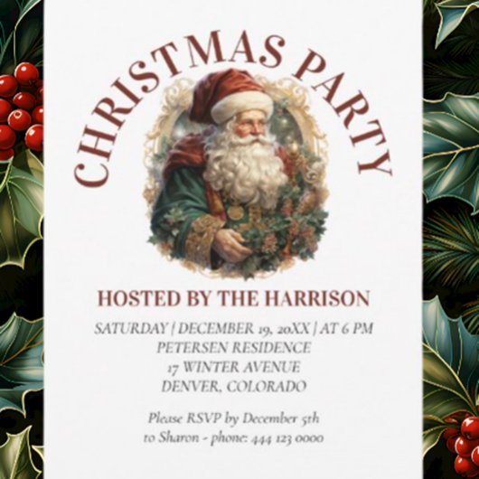 Invitation Retro classique Vintage Père Noël