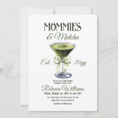 Invitation Retro Club Mommies et Baby shower Matcha Bow (Devant)