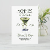 Invitation Retro Club Mommies et Baby shower Matcha Bow (Debout devant)