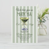 Invitation Retro Club Olive Bow Love You Matcha Baby shower (Debout devant)