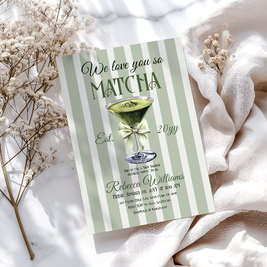 Invitation Retro Club Olive Bow Love You Matcha Baby shower