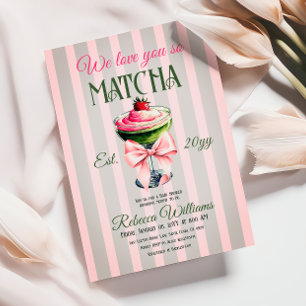 Invitation Retro Club Pink Bow Love You Matcha Baby shower