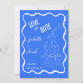 Invitation Retro Cobalt Blue Champagne Tower Enregistrer la d (Devant)