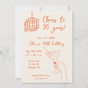 Invitation Retro Cocktail Anniversaire de fête
