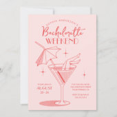 Invitation Rétro Cocktail Bachelorette Week-end Itinéraire (Devant)