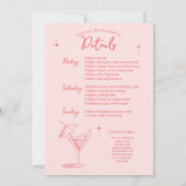 Invitation Rétro Cocktail Bachelorette Week-end Itinéraire (Dos)