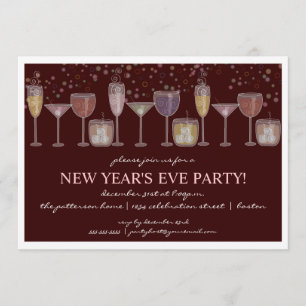 Invitation Rétro Cocktail Fête du Nouvel An