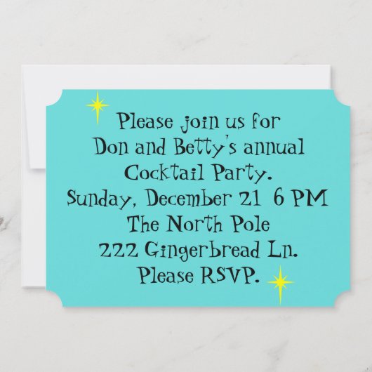 Invitation Retro Cocktail Lounge Sur Mesure (Dos)