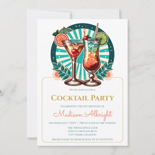 Invitation Retro Cocktail Party (Devant)