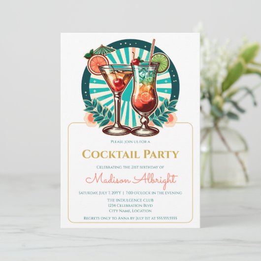 Invitation Retro Cocktail Party (Debout devant)