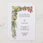 Invitation Retro Color Botanical Floral Border Wedding (Devant / Derrière)