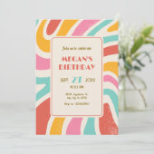 Invitation Retro Colorful abstract seamless pattern birthday (Debout devant)