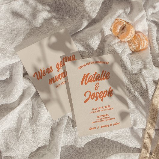 Invitation Retro Colorful Gras brillant Funky Mariage tendanc
