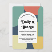 Invitation Retro Colorful les années 70 Super Mariage Abstrai (Devant)