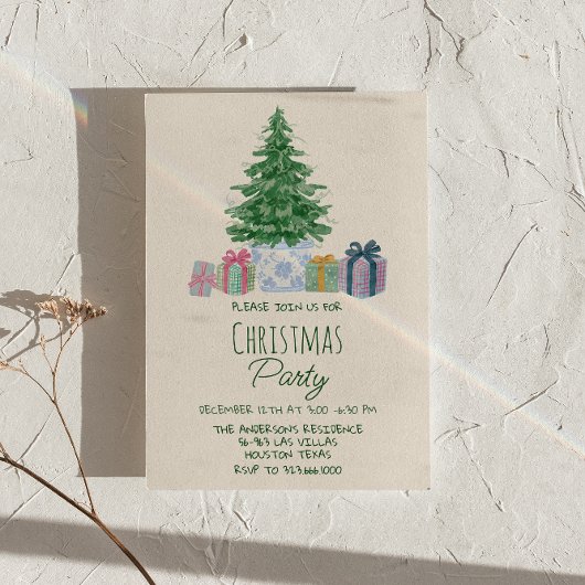 Invitation Retro Colorful Noël présente Tree Party