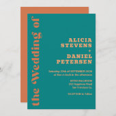 Invitation Retro colorful simple modern wedding  (Devant / Derrière)