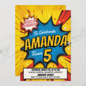 Invitation Retro Comic fête d'anniversaire (Devant / Derrière)