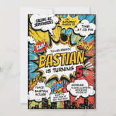 Invitation Retro Comic Superheroes fête d'anniversaire (Devant)