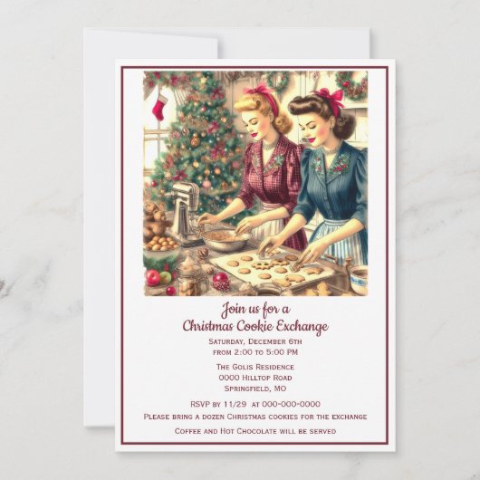 Invitation Retro Cookie Exchange Noël (Devant)