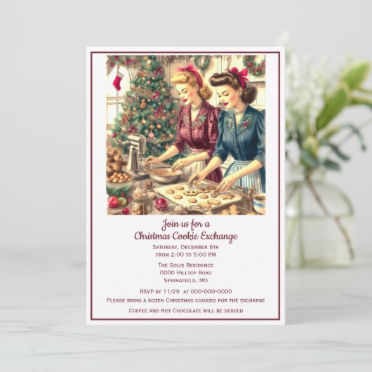 Invitation Retro Cookie Exchange Noël (Debout devant)
