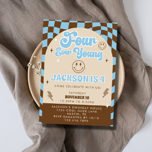Invitation Retro Cool Four Ever Young Boys 4e fête d'annivers