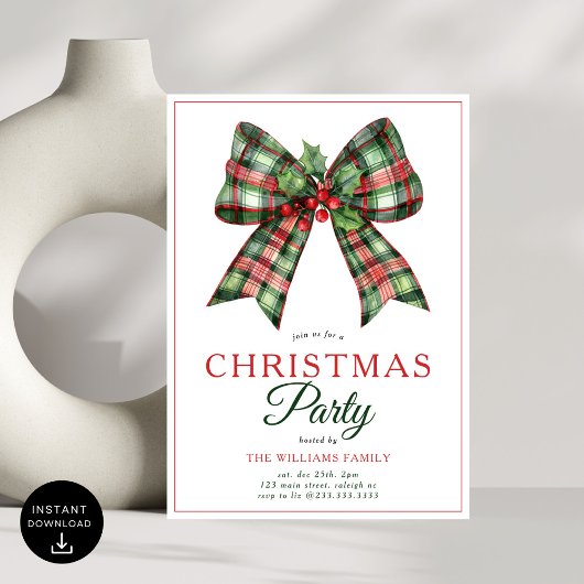 Invitation Retro Coquette Boitier Script Christmas Tree Party