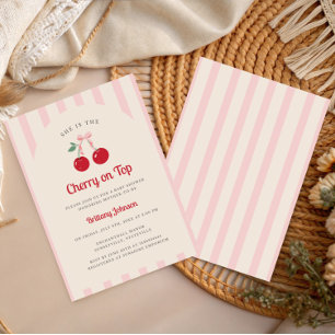 Invitation Retro Coquette Cherry sur Top Girl Baby shower