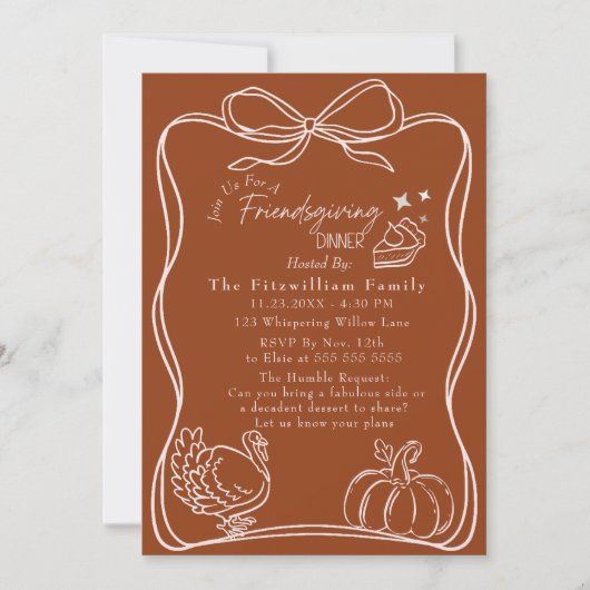 Invitation Retro Coquette Soirée d'Action d'Amabilité (Devant)