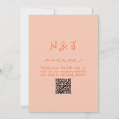 Invitation Retro Coral Hand Drawn QR Code Quirky Wedding (Dos)