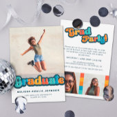 Invitation Retro couleur super 3 photo Grad Party informel