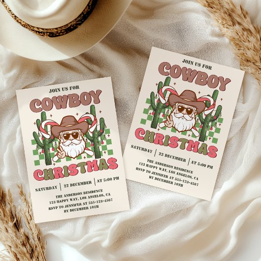 Invitation Retro Cowboy Christmas Party | Western Holiday