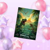 Invitation Retro Custom T-rex Dinosaur Kids Birthday