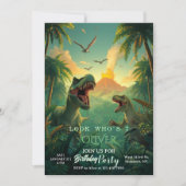 Invitation Retro Custom T-rex Dinosaur Kids Birthday (Devant)