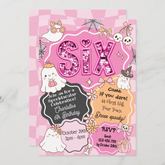 Invitation Retro Cute Ghost Éffrayant Halloween (Devant / Derrière)