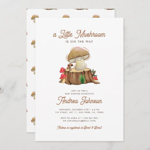 Invitation Rétro Cute Kawaii Little Mushroom Baby shower