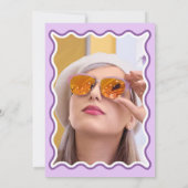 Invitation Retro Cute Wavy Purple Photo Graduation (Dos)