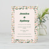 Invitation Retro Daisies Floral Garden Green Mariage unique (Debout devant)